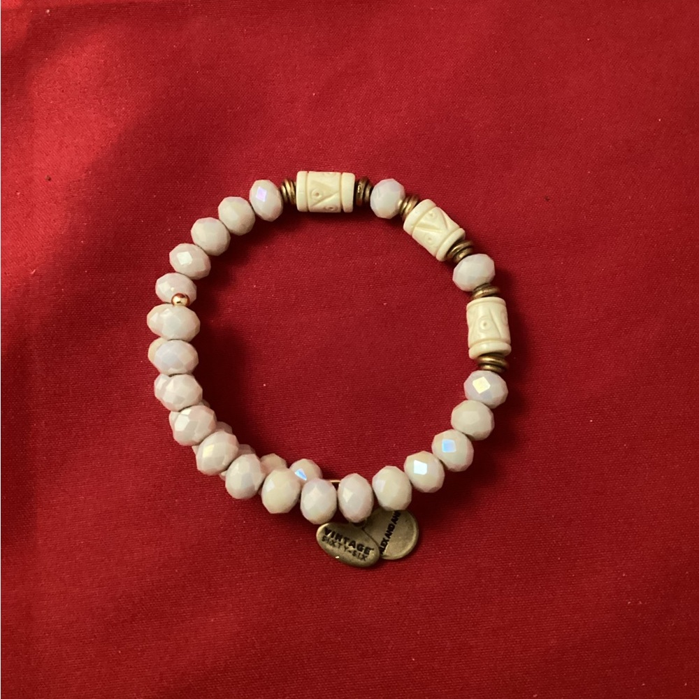 Alex and Ani white and gold beads bracelet